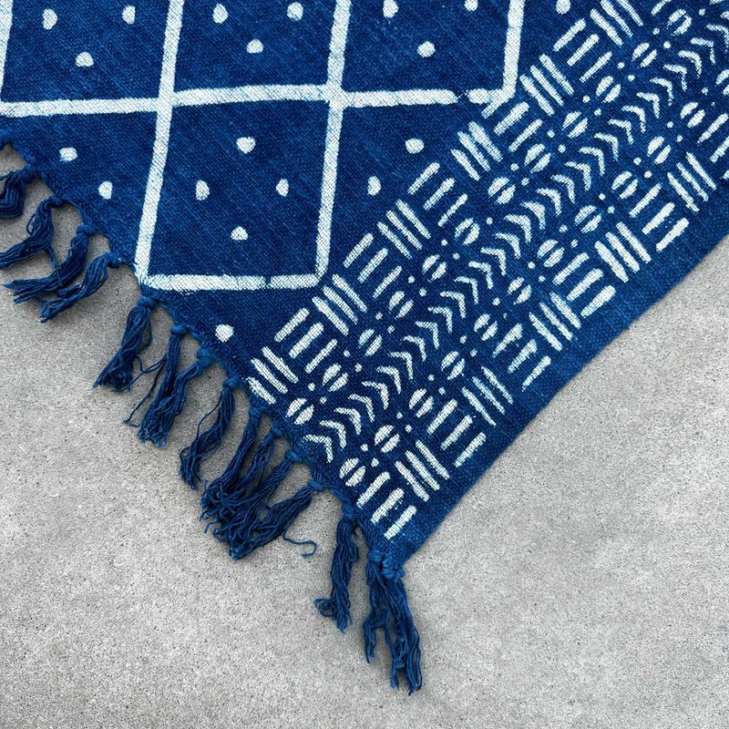 Jeté de canapé/lit Indigo Fait main - 170x120cm - Heerak de Minuit