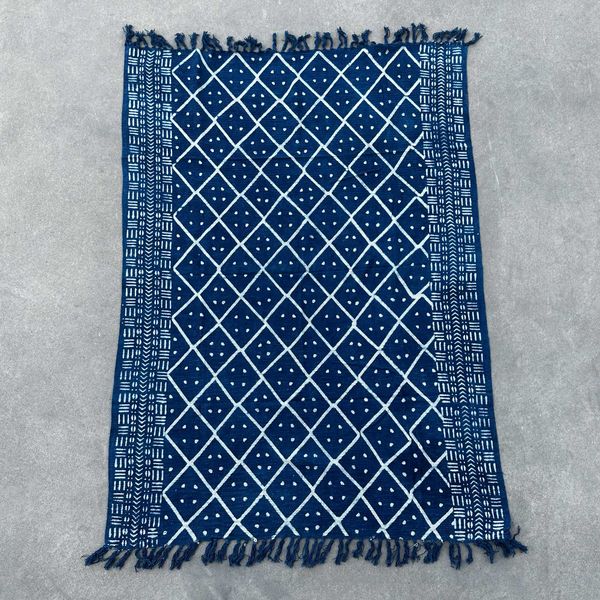 Jeté de canapé/lit Indigo Fait main - 170x120cm - Heerak de Minuit