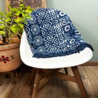 Jeté de canapé/lit Indigo Fait main - 170x120cm - Rayures Desi
