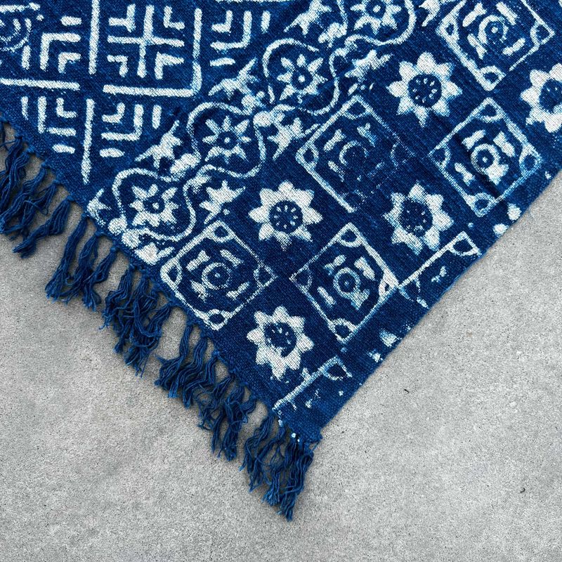 Jeté de canapé/lit Indigo Fait main - 170x120cm - Rayures Desi
