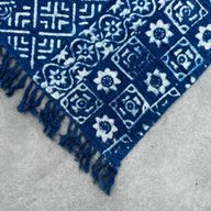 Jeté de canapé/lit Indigo Fait main - 170x120cm - Rayures Desi