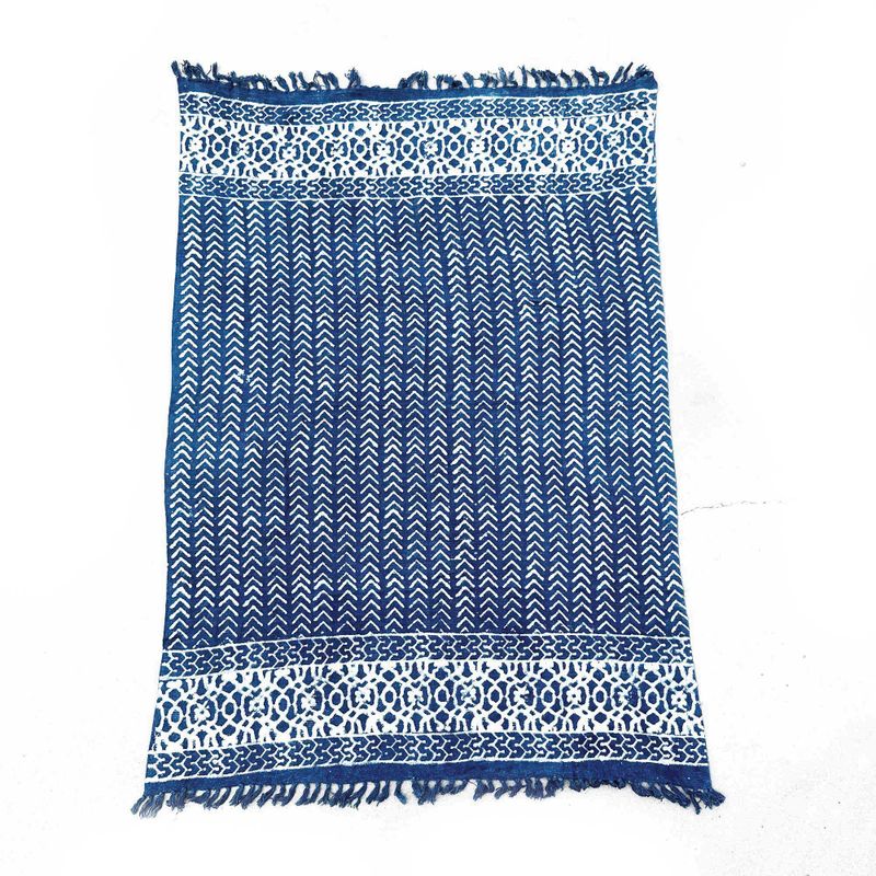 Jeté de canapé/lit Indigo Fait main - 170x120cm - Flèches Seedha