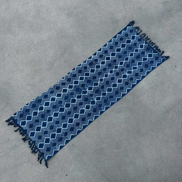 Jeté de canapé/lit Indigo Fait main -170x60cm - Heerak Patern