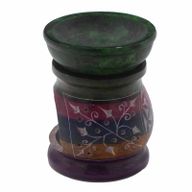 Brûleur à Huile en Pierre Ollaire 10cm - Fleur de Vie - Cinq couleurs