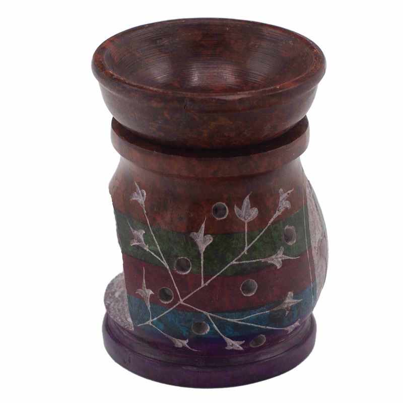Brûleur à Huile en Pierre Ollaire 10cm - Main de Fatma - Cinq couleurs