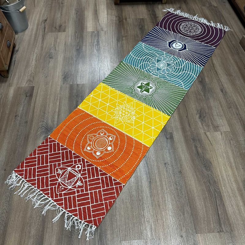 Tapis de Yoga 100% Coton - 60x200cm - 7 Chakras