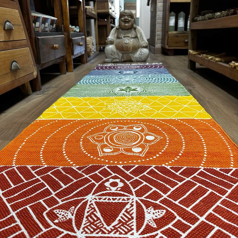 Tapis de Yoga 100% Coton - 60x200cm - 7 Chakras