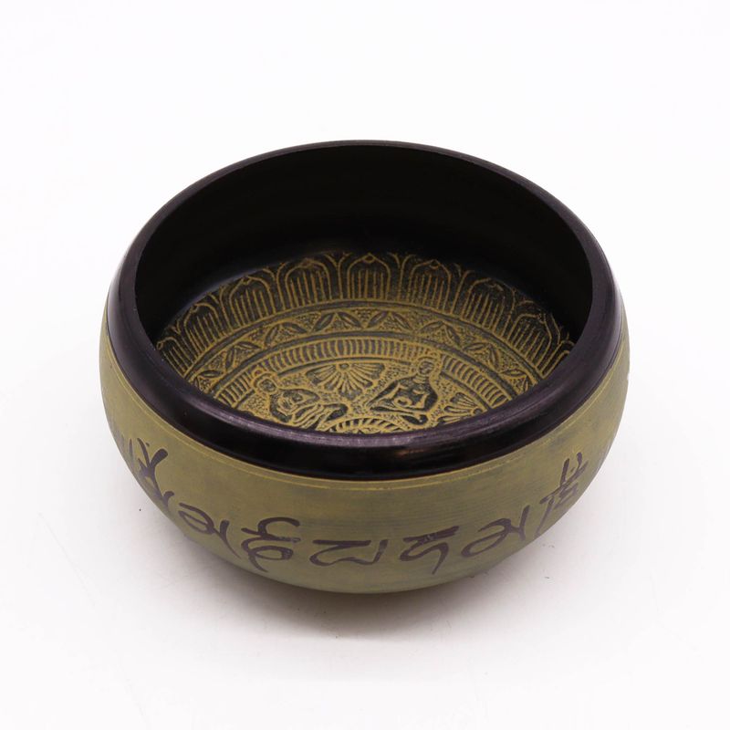 Bol Chantant "Earth Powder" en Gros – Mantra Cinq Bouddhas – 16 cm