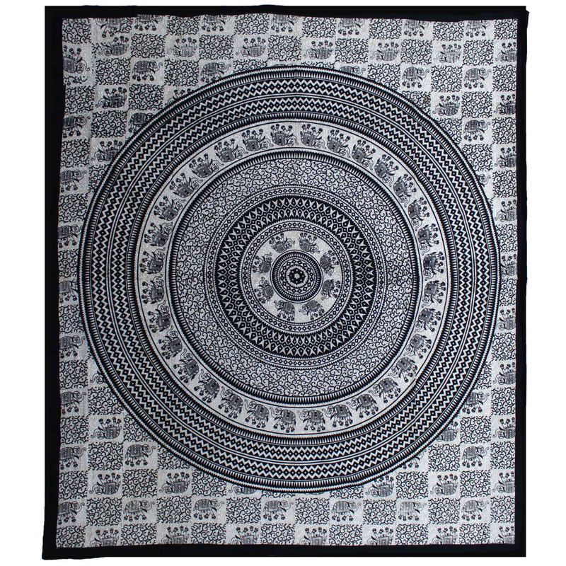 Couvre-lit Double en Coton et/ou Suspension Murale - Elephant Mandala