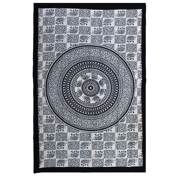 Couvre-lit Simple en Coton et/ou Suspension Murale - Mono - Éléphant Mandala
