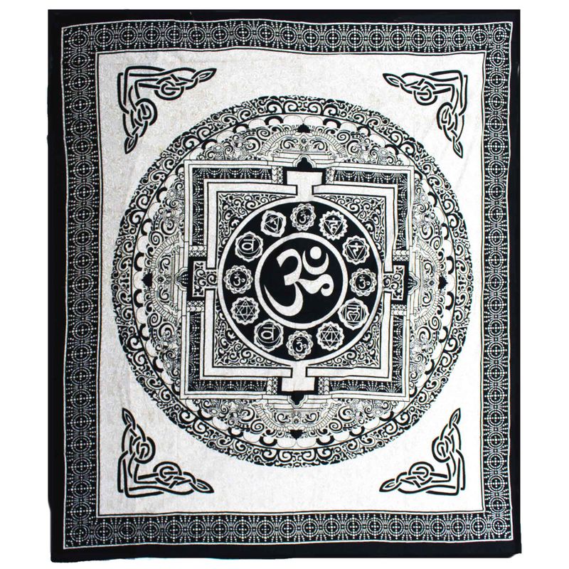 Couvre-lit Double en Coton et/ou Suspension Murale - Mono - OM Mandala