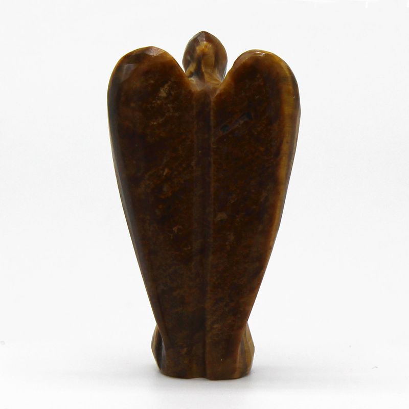 Ange en Pierre Précieuse Sculptée à la Main - Œil de Tigre
