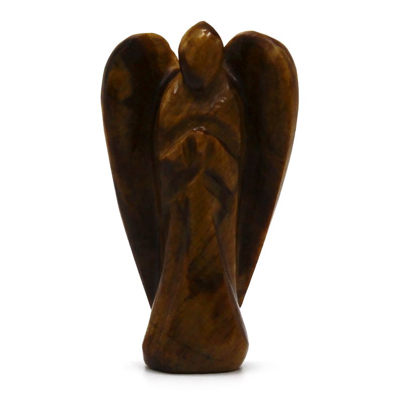 Ange en Pierre Précieuse Sculptée à la Main - Œil de Tigre