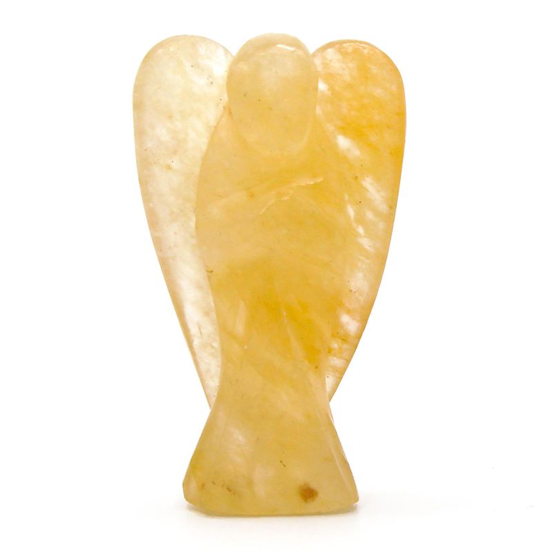 Ange en Pierre Précieuse Sculptée à la Main- Aventurine Jaune