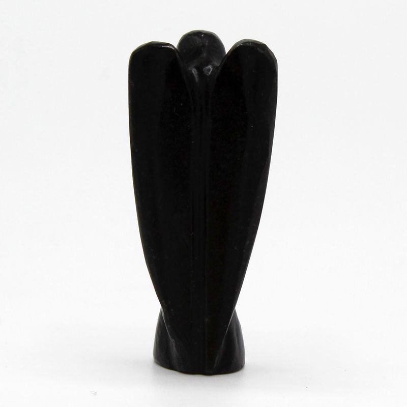 Ange en Pierre Précieuse Sculptée à la Main - Agate Noire