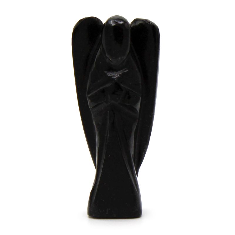 Ange en Pierre Précieuse Sculptée à la Main - Agate Noire