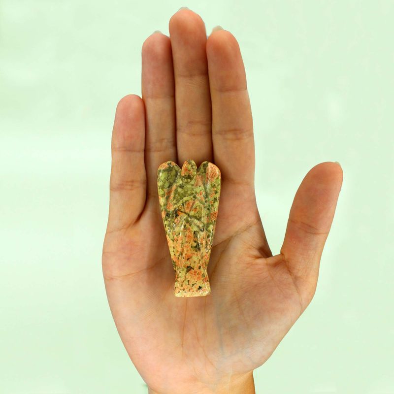 Ange en Pierre Précieuse Sculptée à la Main - Unakite