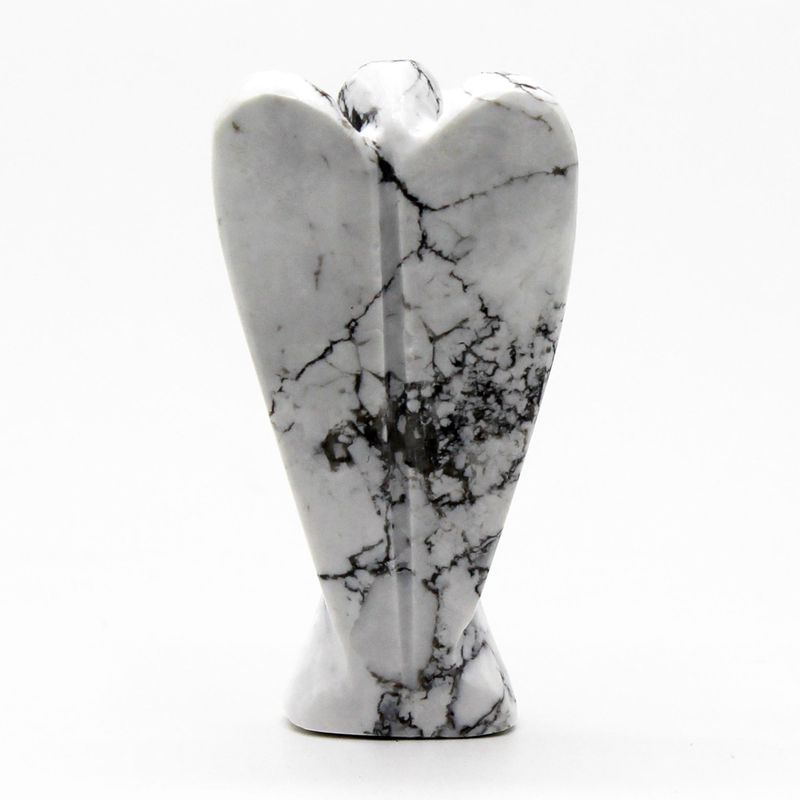 Ange en Pierre Précieuse Sculptée à la Main - Howlite Blanche