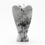 Ange en Pierre Précieuse Sculptée à la Main - Howlite Blanche