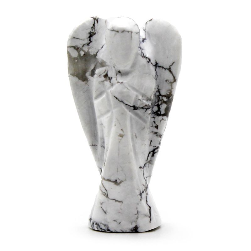 Ange en Pierre Précieuse Sculptée à la Main - Howlite Blanche