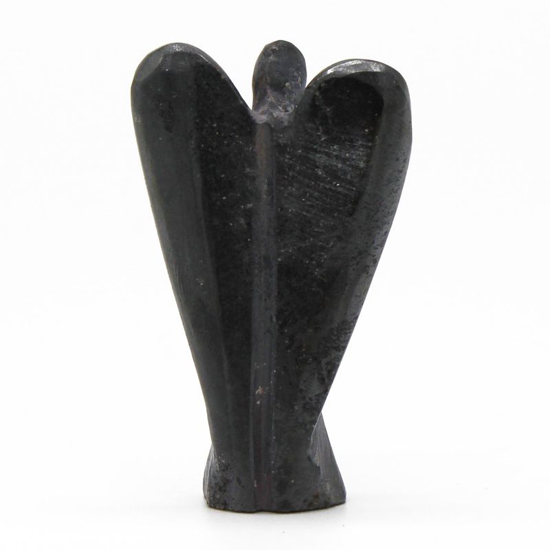 Ange en Pierre Précieuse Sculptée à la Main - Hématite
