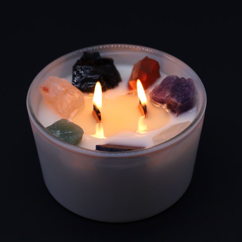 Grandes Bougie Chakra de Cristal  - Sept Chakra