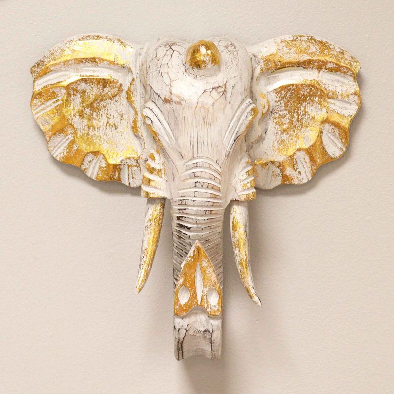 Grande Tête d'Eléphant - Or & Blanc