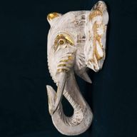 Grande Tête d'Eléphant - Or & Blanc