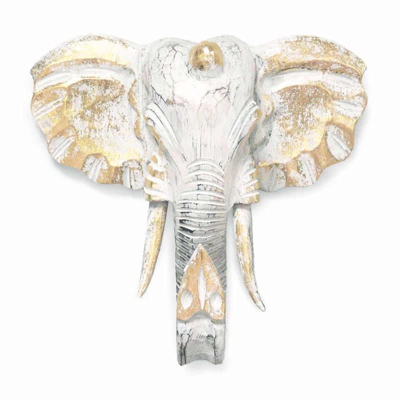 Grande Tête d'Eléphant - Or & Blanc
