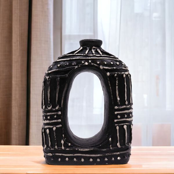 Vase Ovale en Forme de Donut - Chocolat 23cm