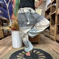 Pantalon de Yoga & Festival - Taille Haute Imprimés Himalaya - Gris