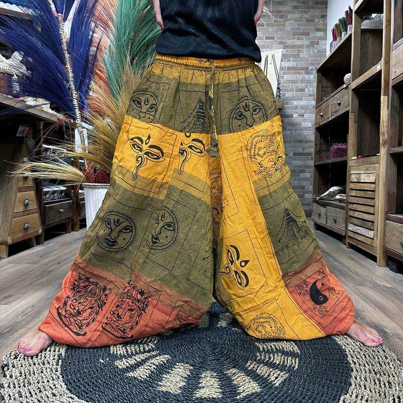 Pantalon de Yoga & Festival  - Aladdin   Imprimés Himalaya - Orange