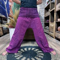 Pantalon de Yoga & Festival - Pêcheur Thaïlandais Mandala Mantra sur Violet