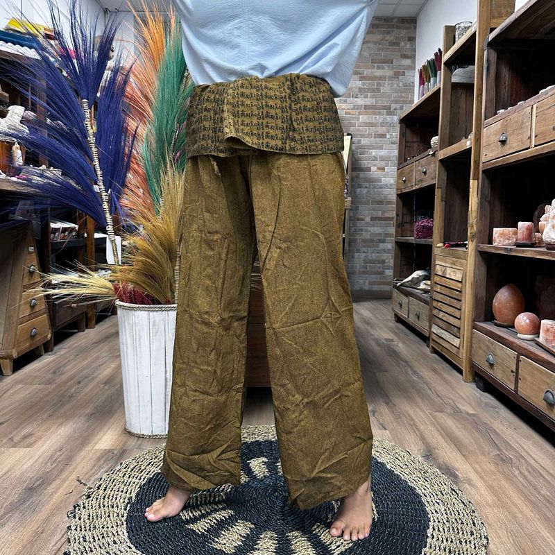Pantalon de Yoga & Festival - Pêcheur Thaïlandais Mandala Mantra - Orange Terreux
