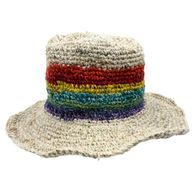 Chapeaux de Festival Boho en Chanvre & Coton Tricotés à la Main - Arc-en-ciel
