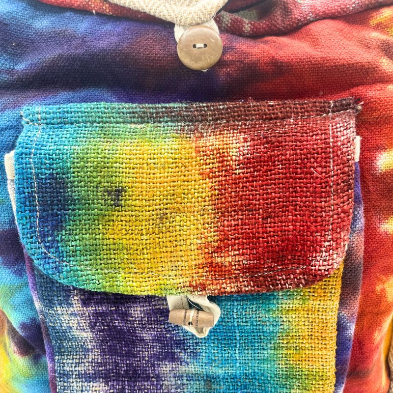 Sac à Dos en Chanvre Tie and dye - Pochette frontale
