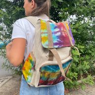 Grand Sac à Dos Carré en Chanvre Tie and dye