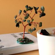 Arbre à Pierres Précieuses - Aventurine Verte sur Base d'Agate Naturelle Verte (35 pierres)