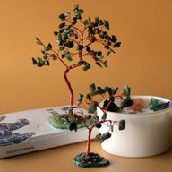 Arbre à Pierres Précieuses - Aventurine Verte sur Base d'Agate Naturelle Verte (35 pierres)