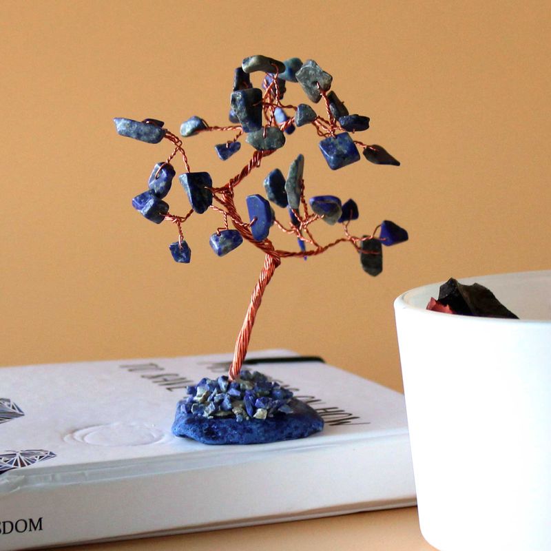 Arbre à Pierres Précieuses - Sodalite sur Base d'Agate Naturelle Bleue (35 pierres)