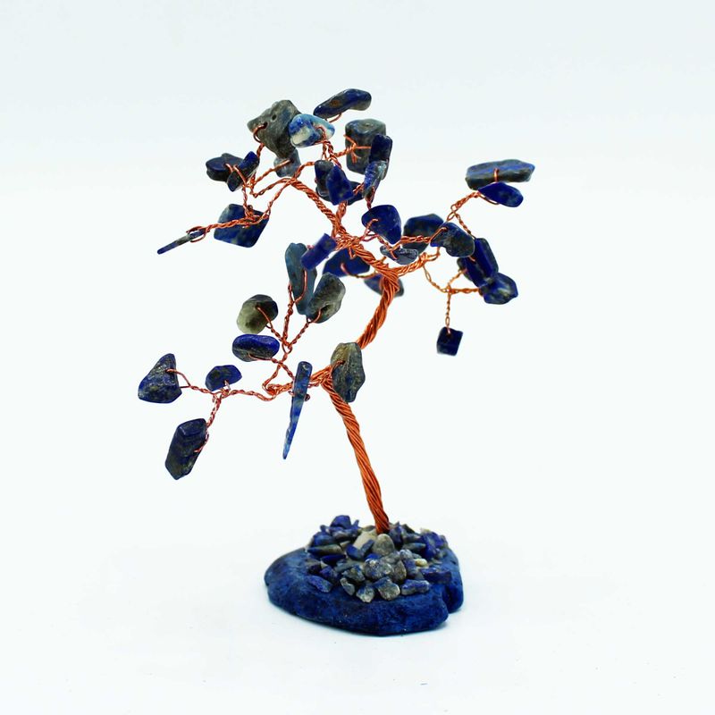 Arbre à Pierres Précieuses - Sodalite sur Base d'Agate Naturelle Bleue (35 pierres)
