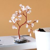 Arbre à Pierres Précieuses - Quartz Rocheux sur Base d'Agate Naturelle Noire (35 pierres)