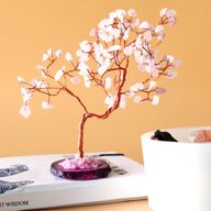 Grand Arbre de Pierres Précieuses - Quartz rose surBase d'Agate Naturelle Rose (100 pierres)