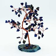 Grand Arbre de Pierres Précieuses - Sodalite sur Base d'Agate Naturelle Bleue (100 pierres)