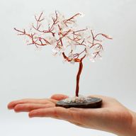 Grand Arbre de Pierres Précieuses - Quartz rocheux sur Base d'Agate Naturelle Noire (100 pierres)