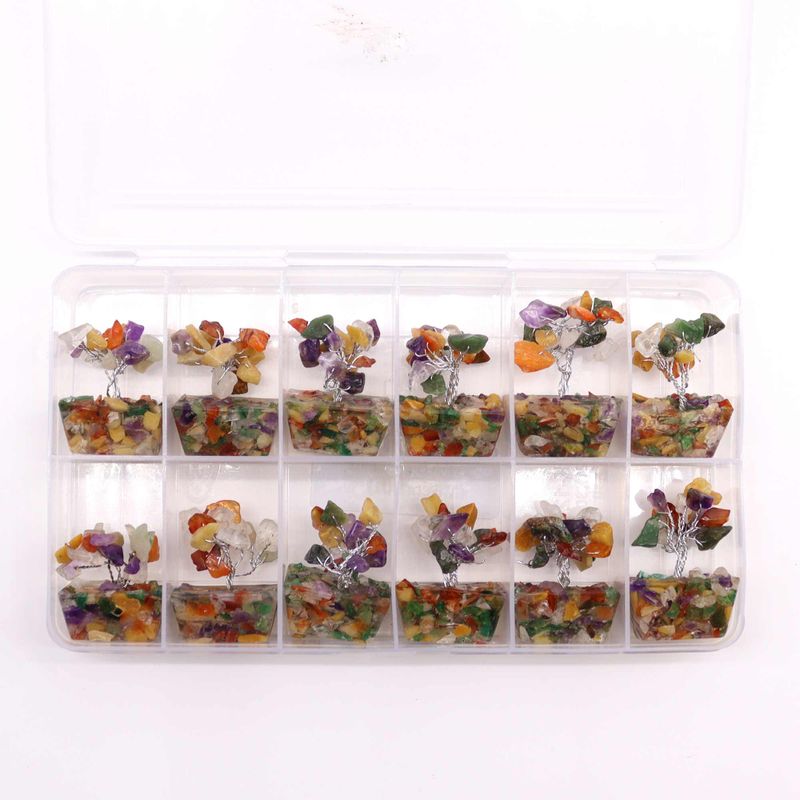 Mini Arbre de Pierres Précieuses sur Base d'Orgonite - Multi-pierres (15 pierres)