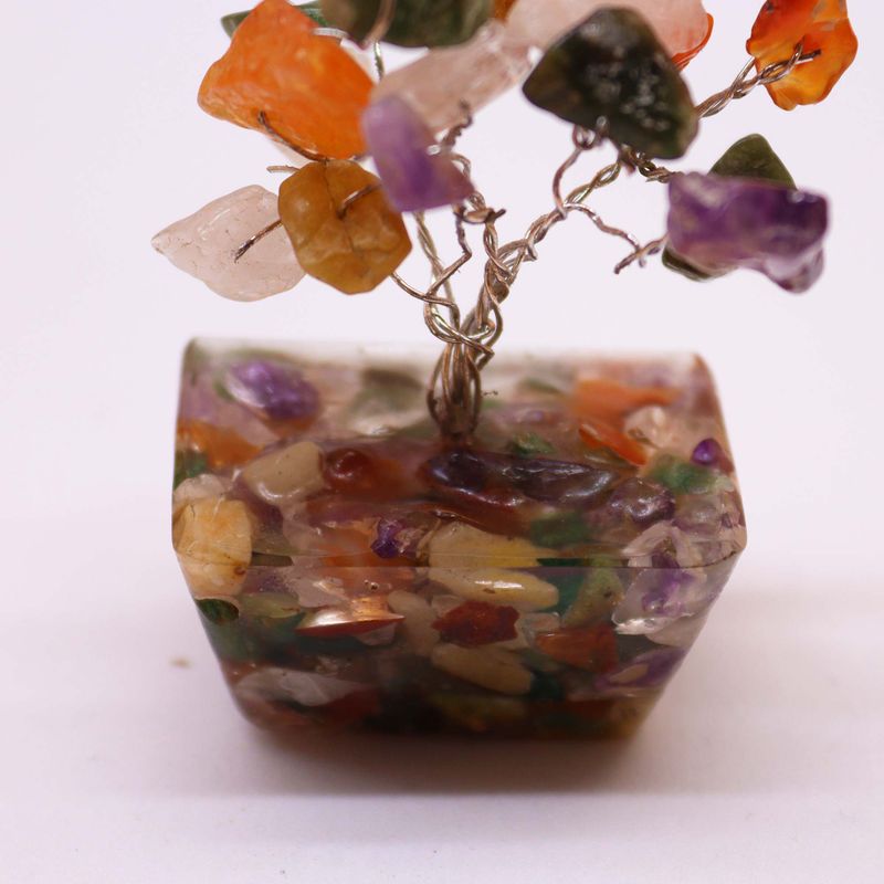 Mini Arbre de Pierres Précieuses sur Base d'Orgonite - Multi-pierres (15 pierres)