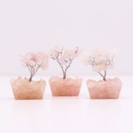Mini Arbre de Pierres Précieuses sur Base d'Orgonite - Quartz Rose (15 pierres)