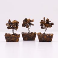 Mini Arbre de Pierres Précieuses sur Base d'Orgonite - Œil du Tigre (15 pierres)