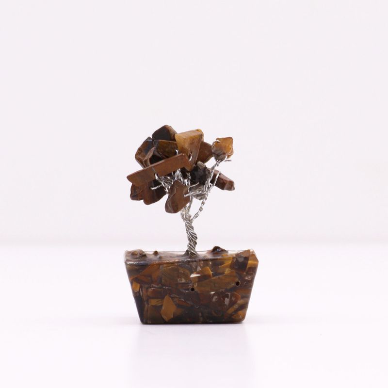 Mini Arbre de Pierres Précieuses sur Base d'Orgonite - Œil du Tigre (15 pierres)